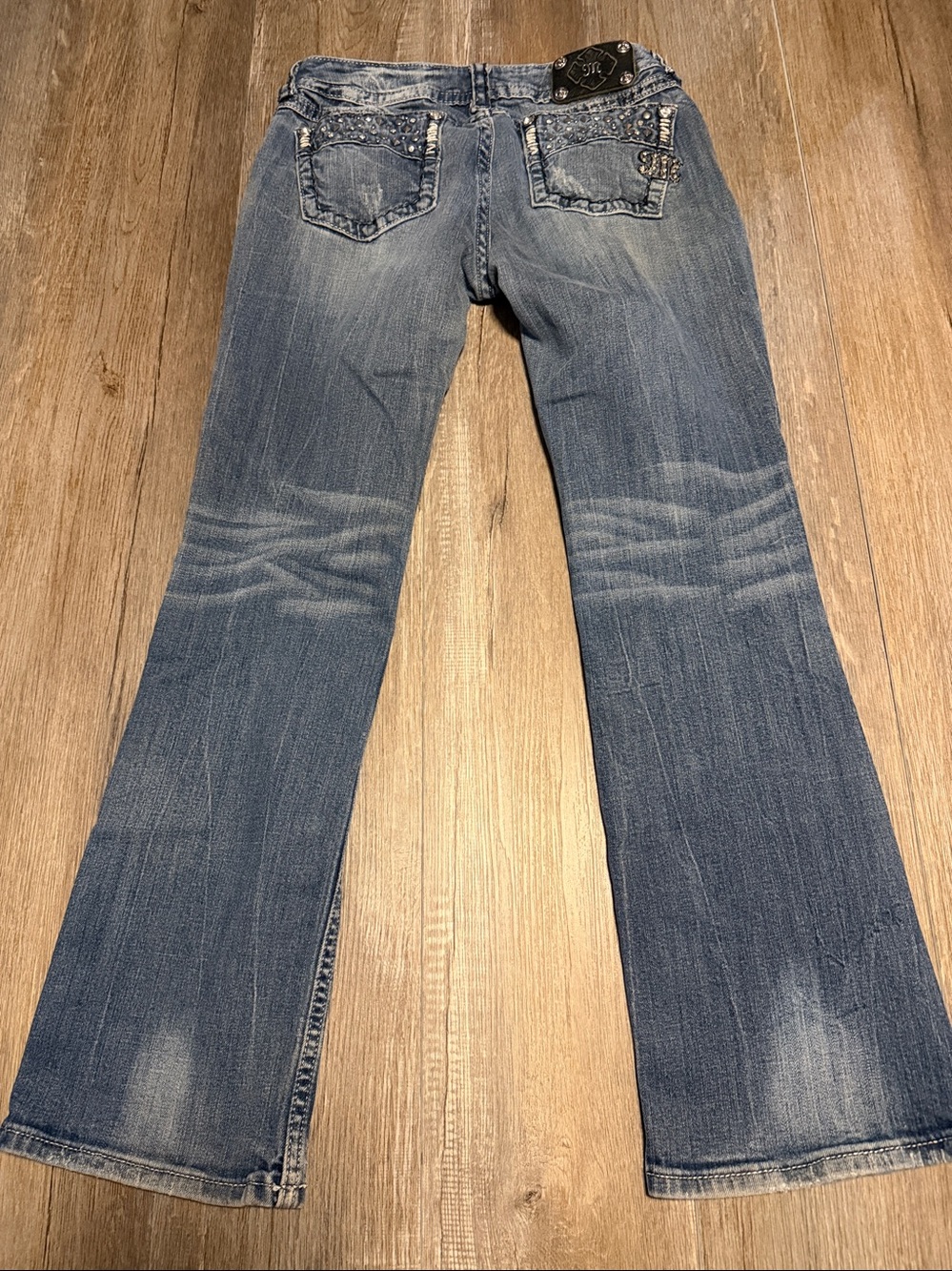 Miss Me Distressed Mid Wash Blue Boot Leg Jeans - Picture 7 of 7